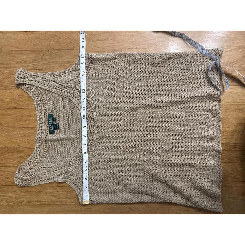 Vintage Lauren Ralph Lauren Brown Crochet Tank Top Size Small Boho - Picture 8 of 9